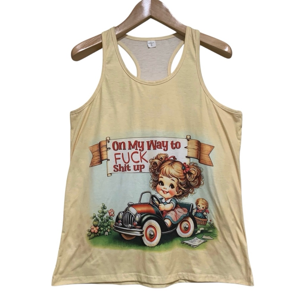 Retro Graphic Tank Top Funny Print Size XL